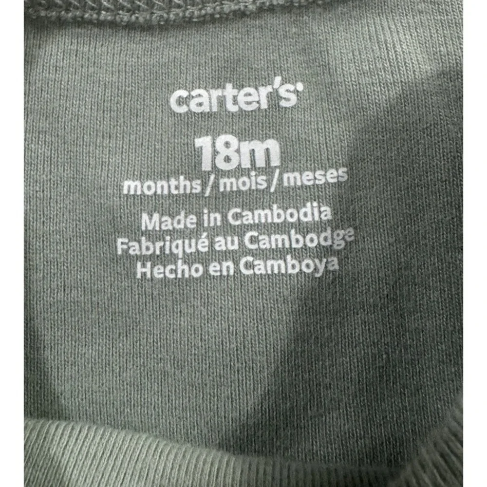 Carter's Baby Boy Bodysuit Sage Green Short Sleeve Cotton One Piece 18 Months